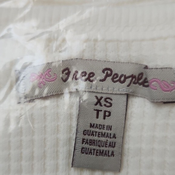 Free People Santa Clara Thermal Shirt Top Long Sleeve White size XS new w… - Picture 9 of 16